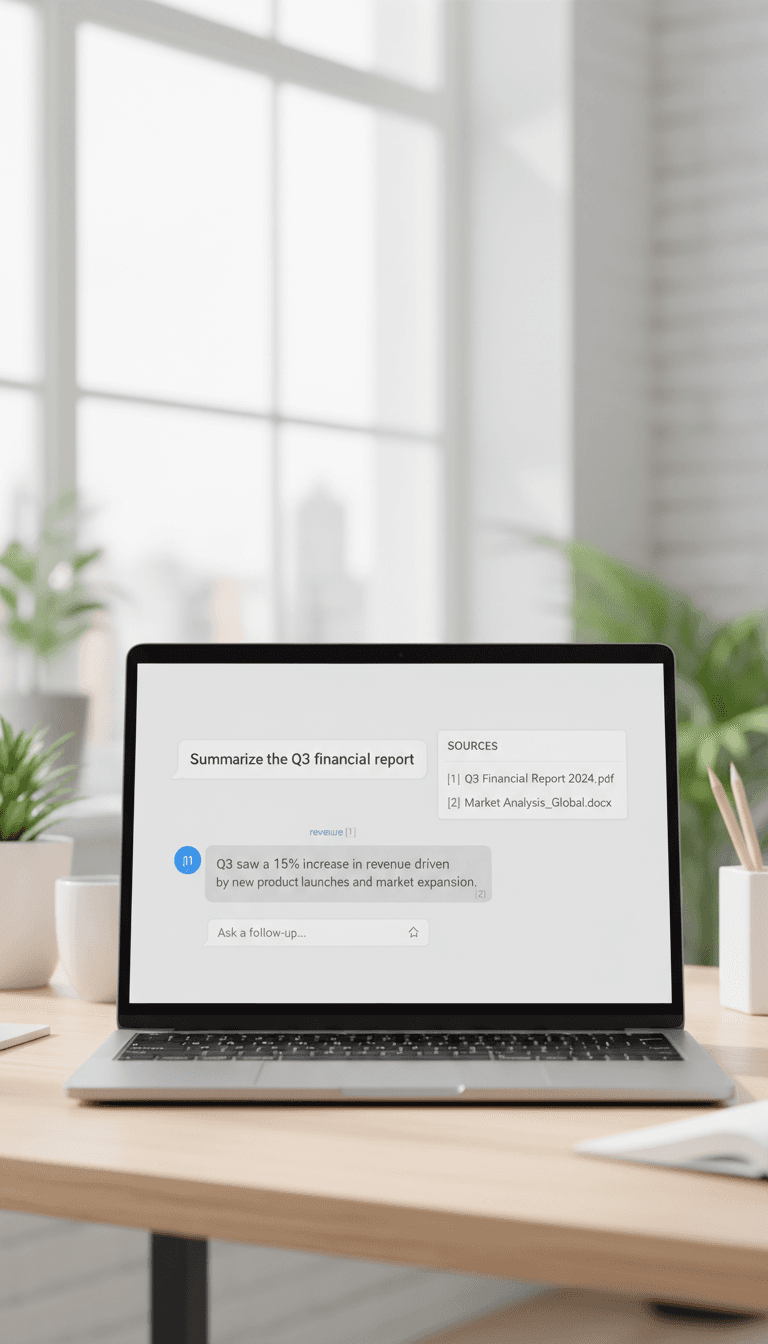 Employee using wideco ai chat interface with source citations visible