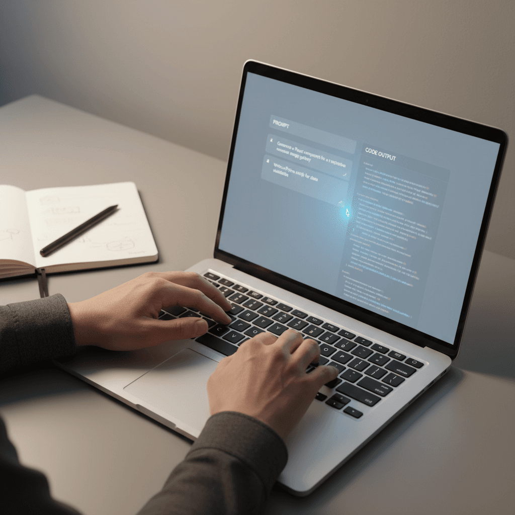 Laptop screen showing AI chat interface with document citation